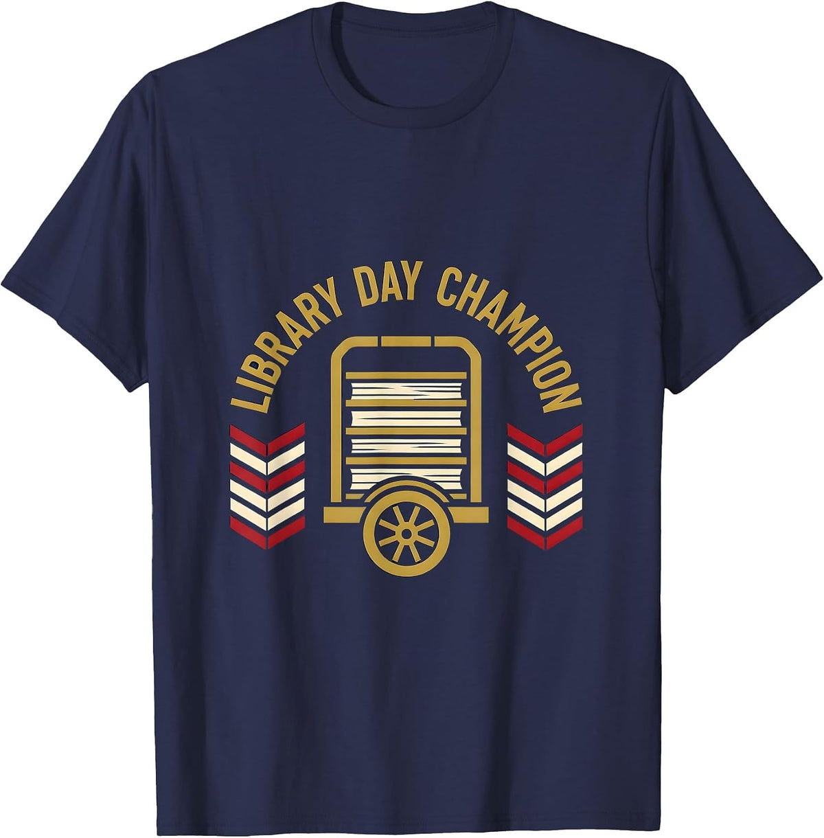 Library Day Champion Sports Book Lover Librarian T-Shirt - Navy Blue