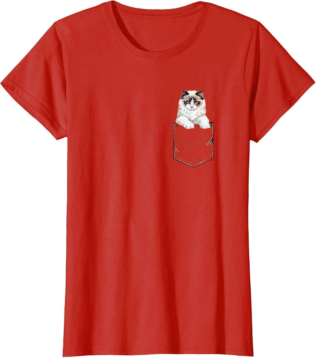 Ragdoll Ragdoll Cat Pocket Kitten Pet Owner T-Shirt - Red