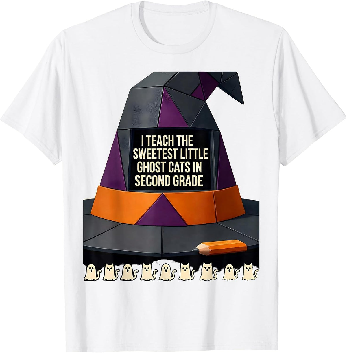 Men's I Teach The Sweetest Little Ghost Cats In Second Grade T-Shirt - White