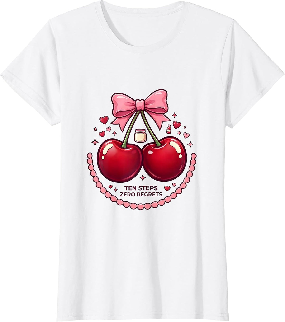 K-Beauty Skincare Routine Ten Steps Zero Regrets T-Shirt - White