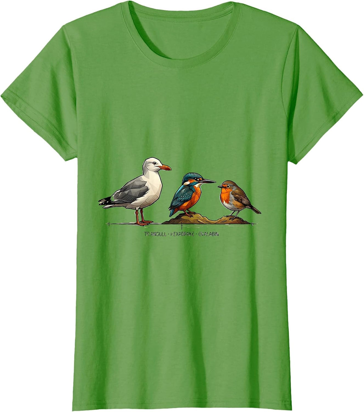 Women's Triangull Hexadrake Ovalabin Funny Bird Pun Math Teacher T-Shirt - Grass Green