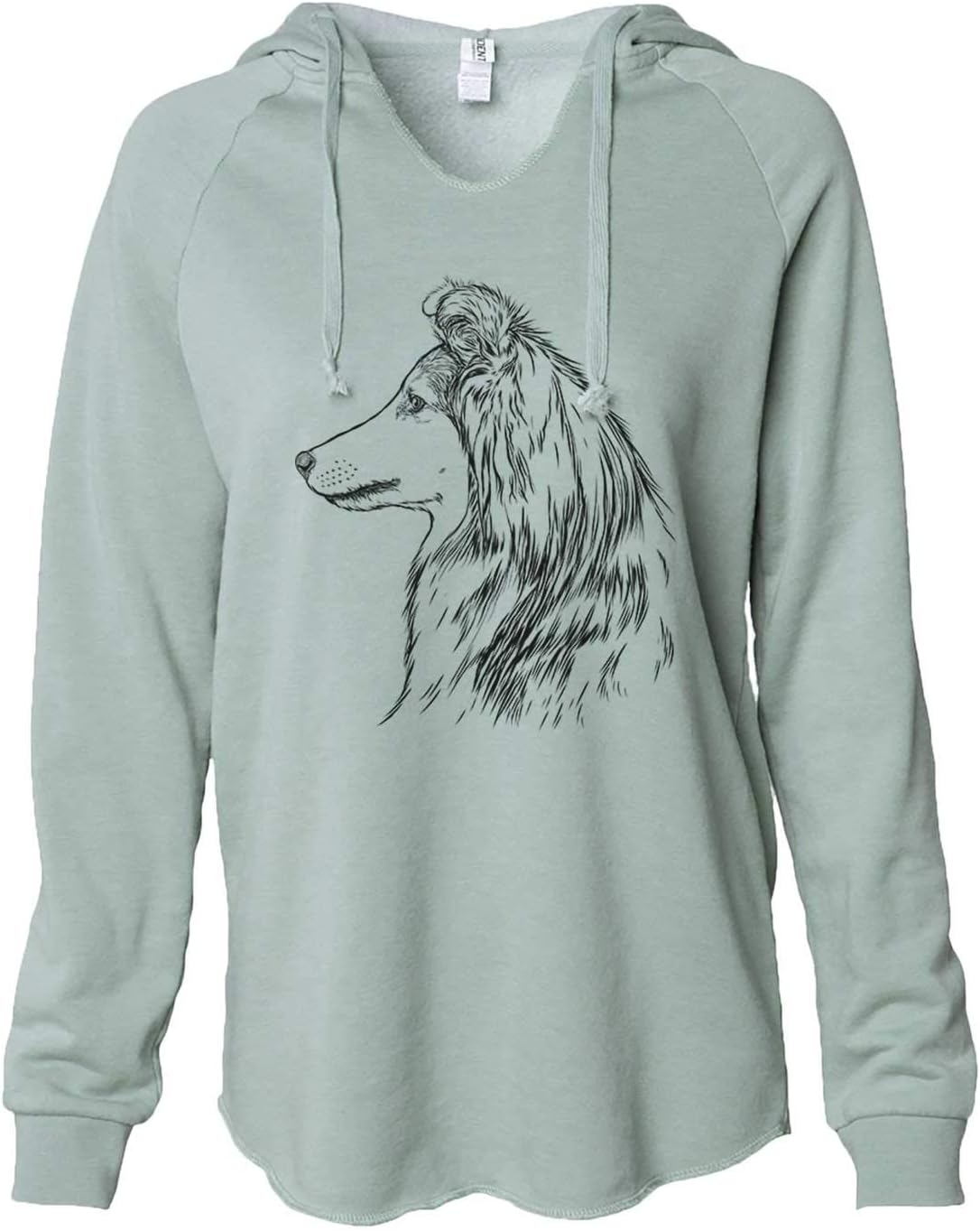 Inkopious Shetland Sheepdog Profile - Women's Cali Wave Hooded Sweatshirt - Sage
