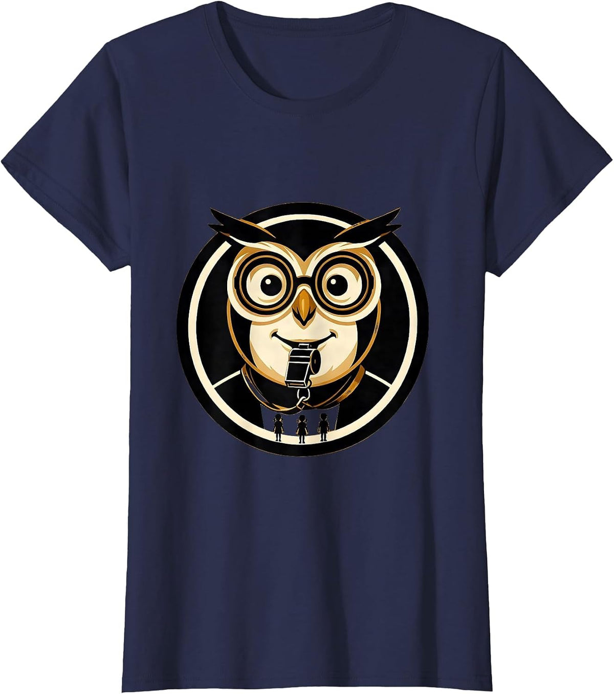 Women's Owlish Spectacles Teacher Halloween Costume Cute Humor T-Shirt - Navy Blue