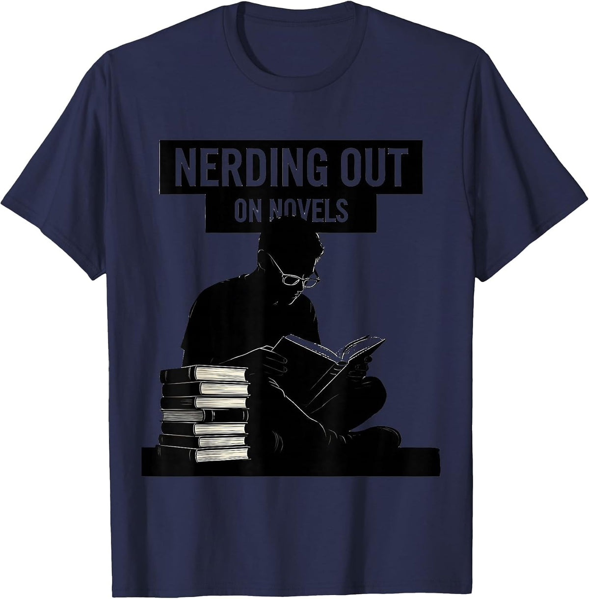 Nerding Out On Novels English Teacher Design T-Shirt - Navy Blue