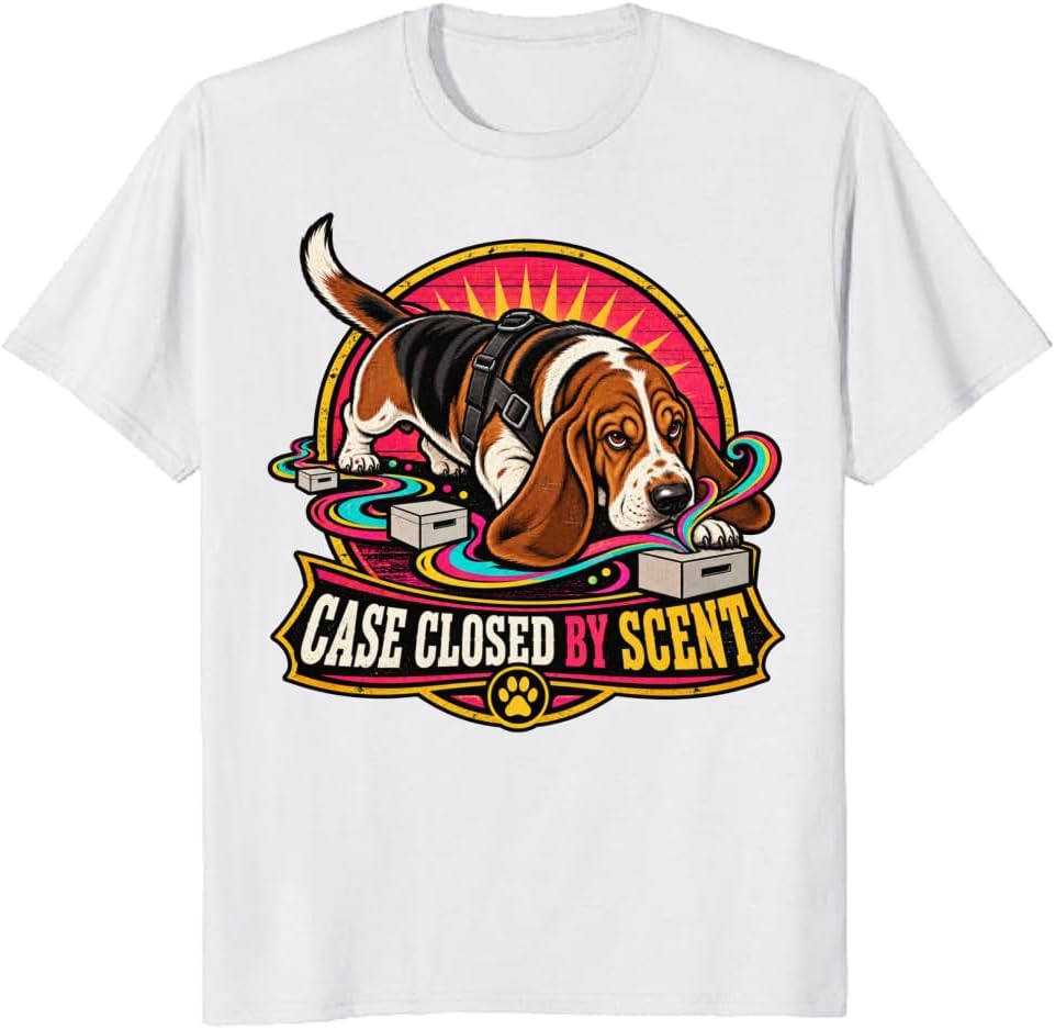 Scent Work Dog Lover T-Shirt Funny Basset Hound Search Tee - S7