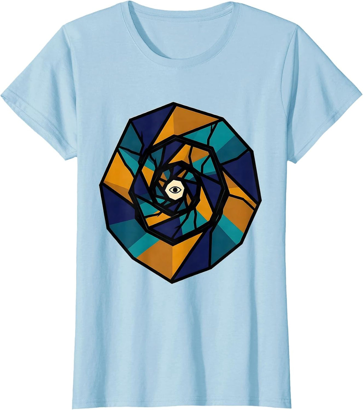 Spiral Ribbon Stained Glass Sacred Geometry Math Lover T-Shirt - Baby Blue