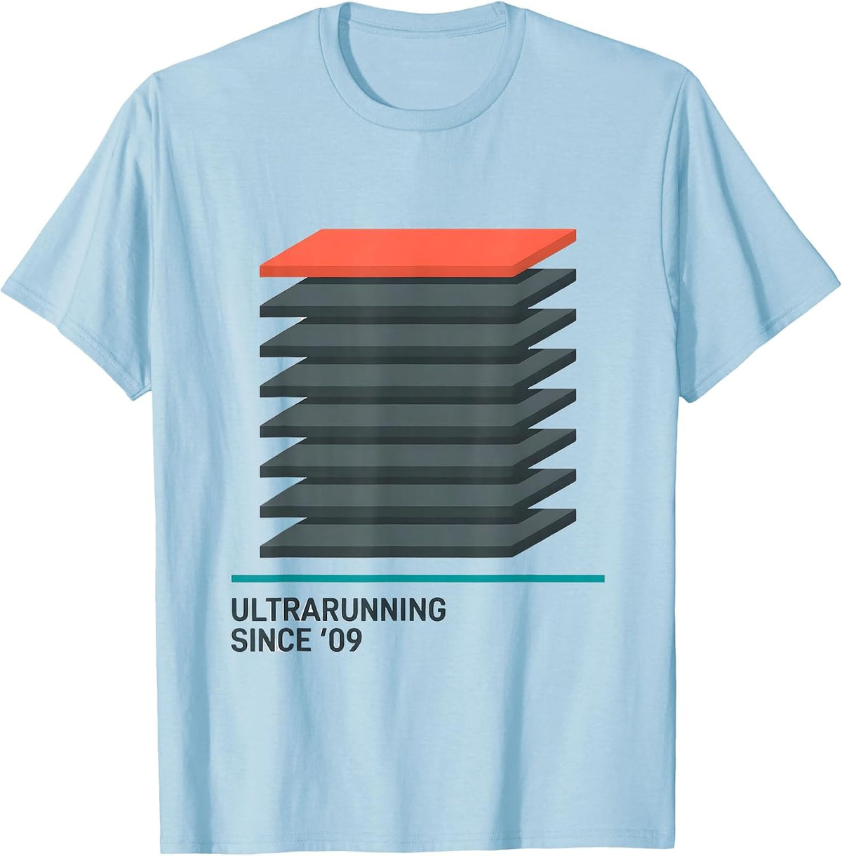 Men's Ultrarunning Since '09 Grunge Vintage Runner Distressed T-Shirt - Baby Blue