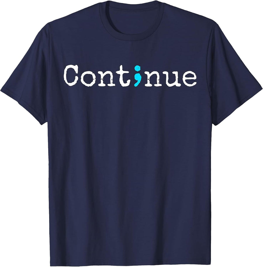 Semicolon Mental Health & Suicide Prevention Awareness T-Shirt - Navy Blue