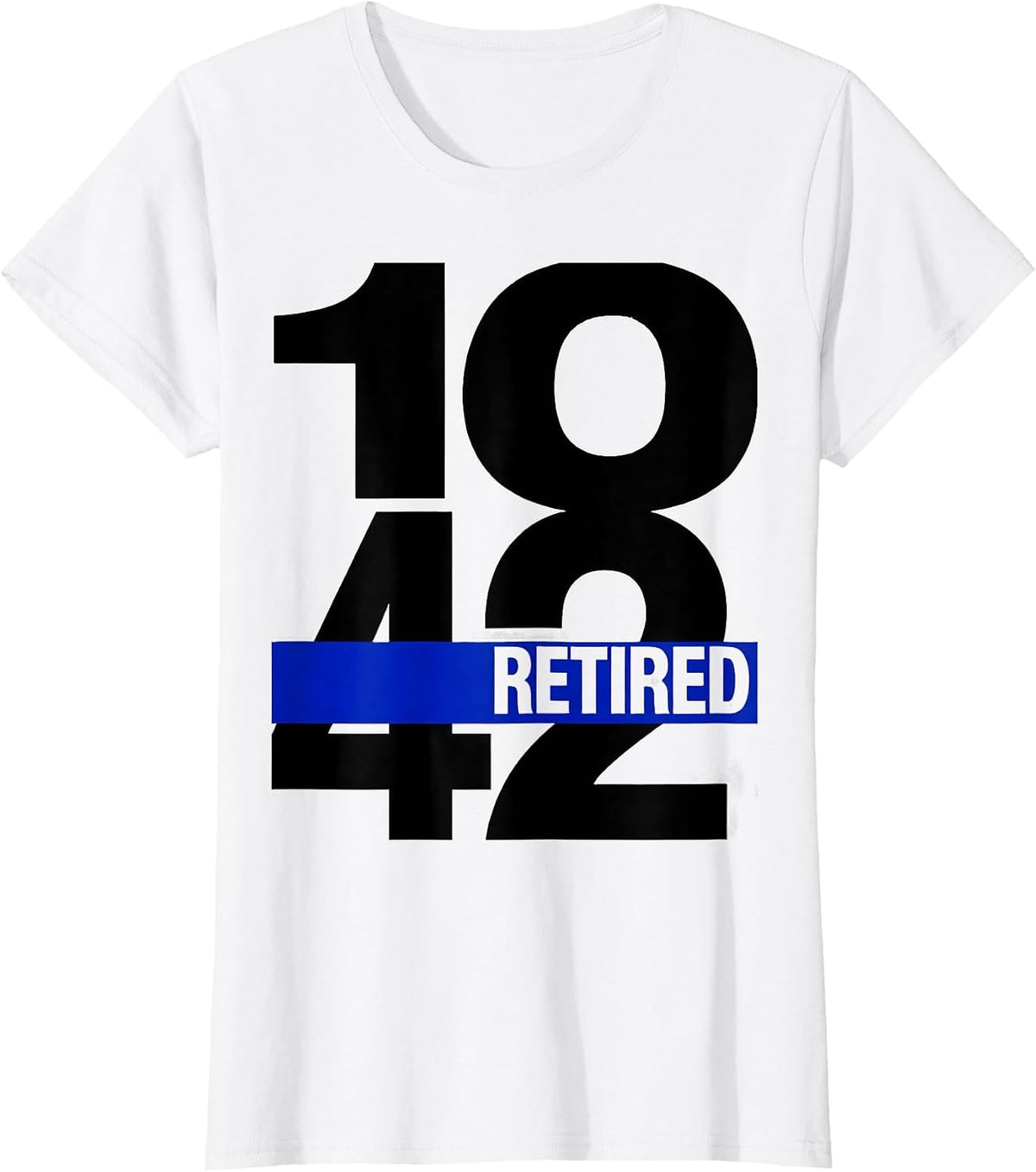 10-42 RETIRED Brutalist Thin Blue Line Police Retirement T-Shirt - White