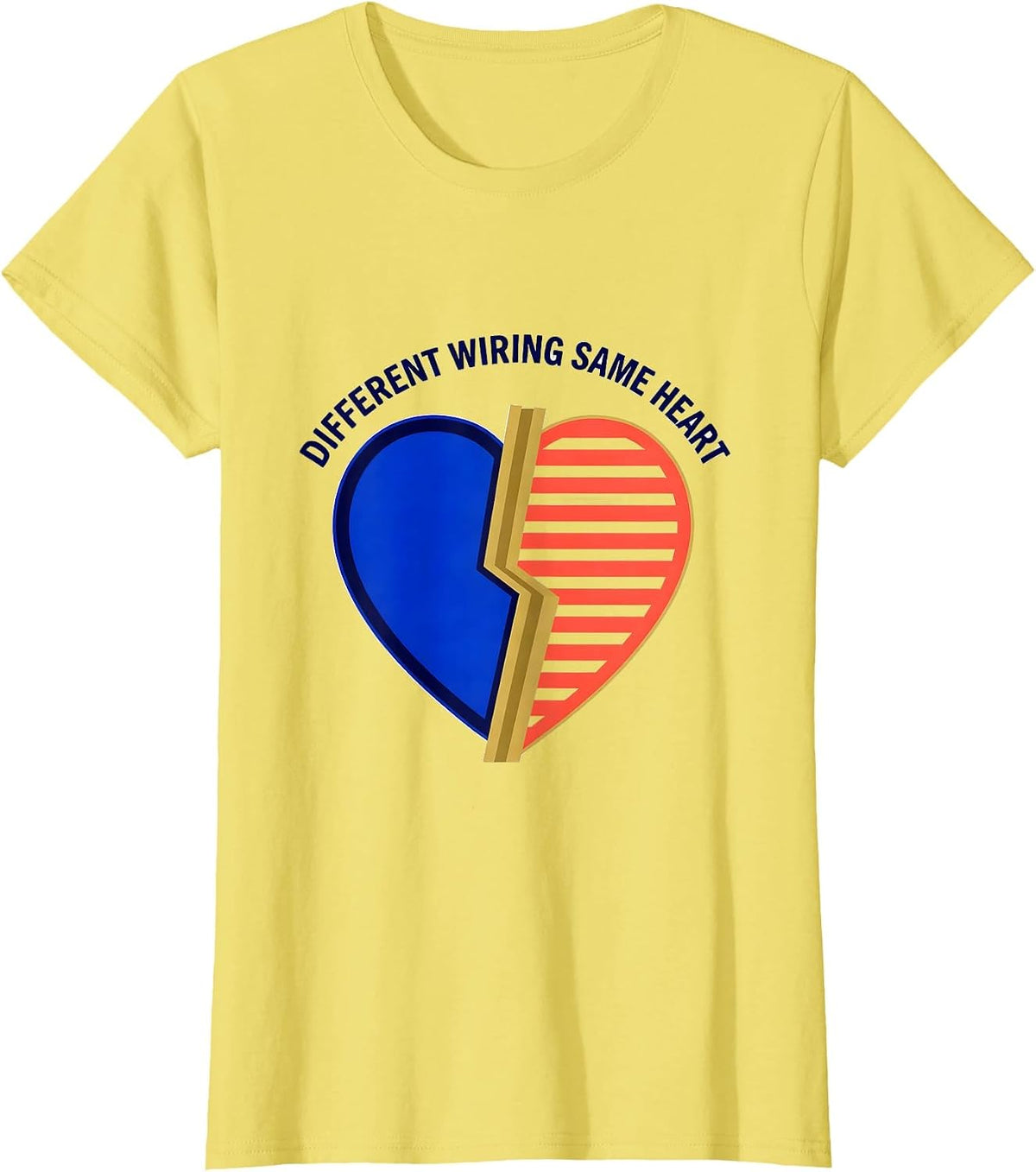 Different Wiring Same Heart Neurodiversity Design T-Shirt - Lemon Yellow