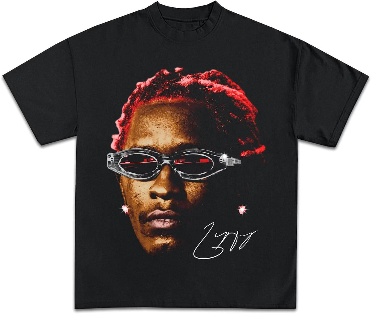 Guzado Rapper Graphic T-Shirt Rap Tee Concert Merch Album Cover Shirt for Men Women - Thug Red Hair Cotton