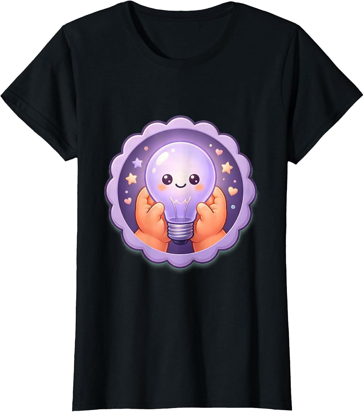 Sped Teacher Glowing Lightbulb Hands Graphic T-Shirt - Black