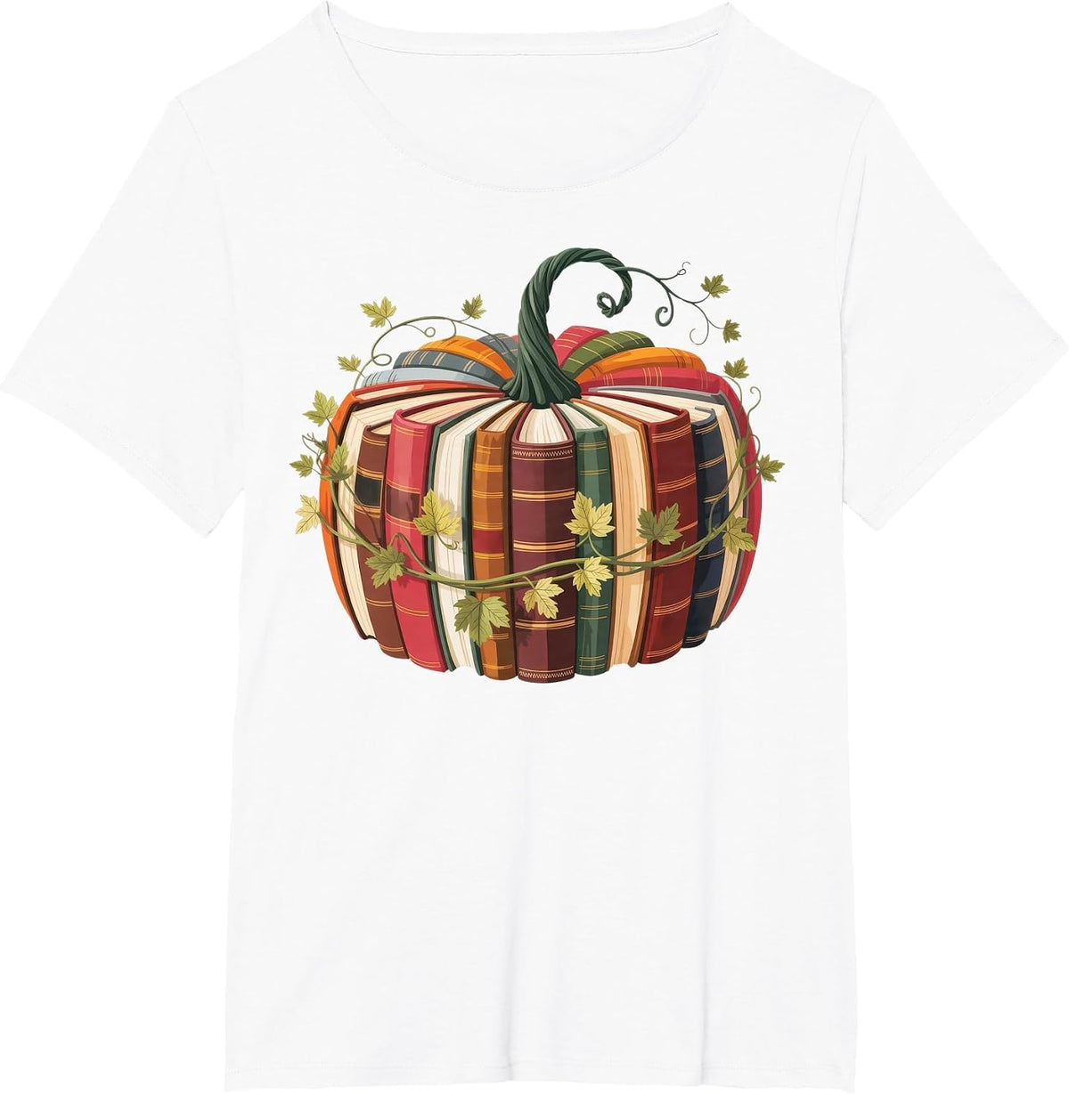 Fall Book Pumpkin Retro Reading Halloween Teacher T-Shirt - White