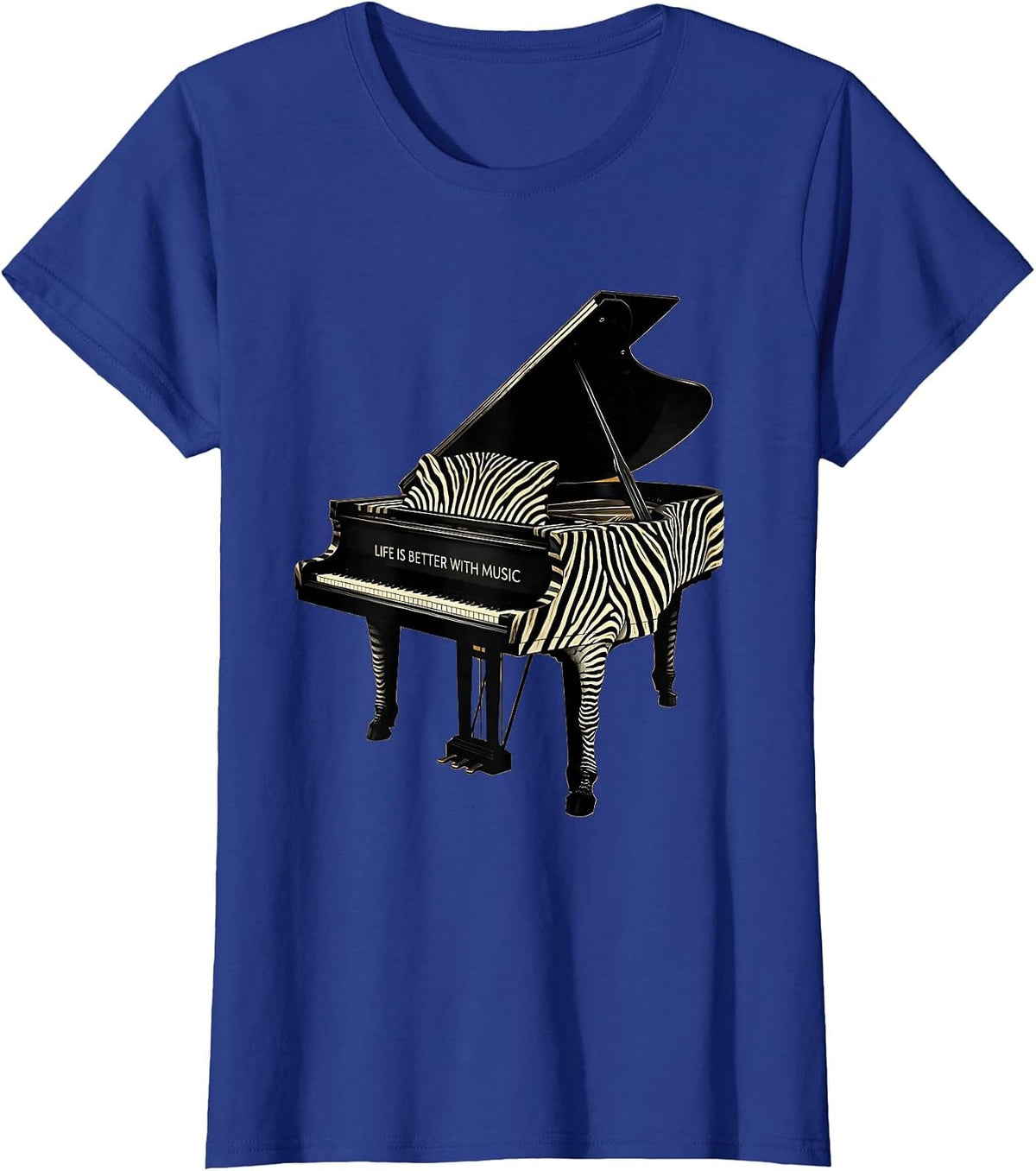 Women's Life Is Better With Music Teacher Design T-Shirt - Royal Blue