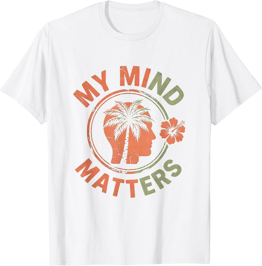 Men's My Mind Matters Mental Health Awareness Design T-Shirt - White