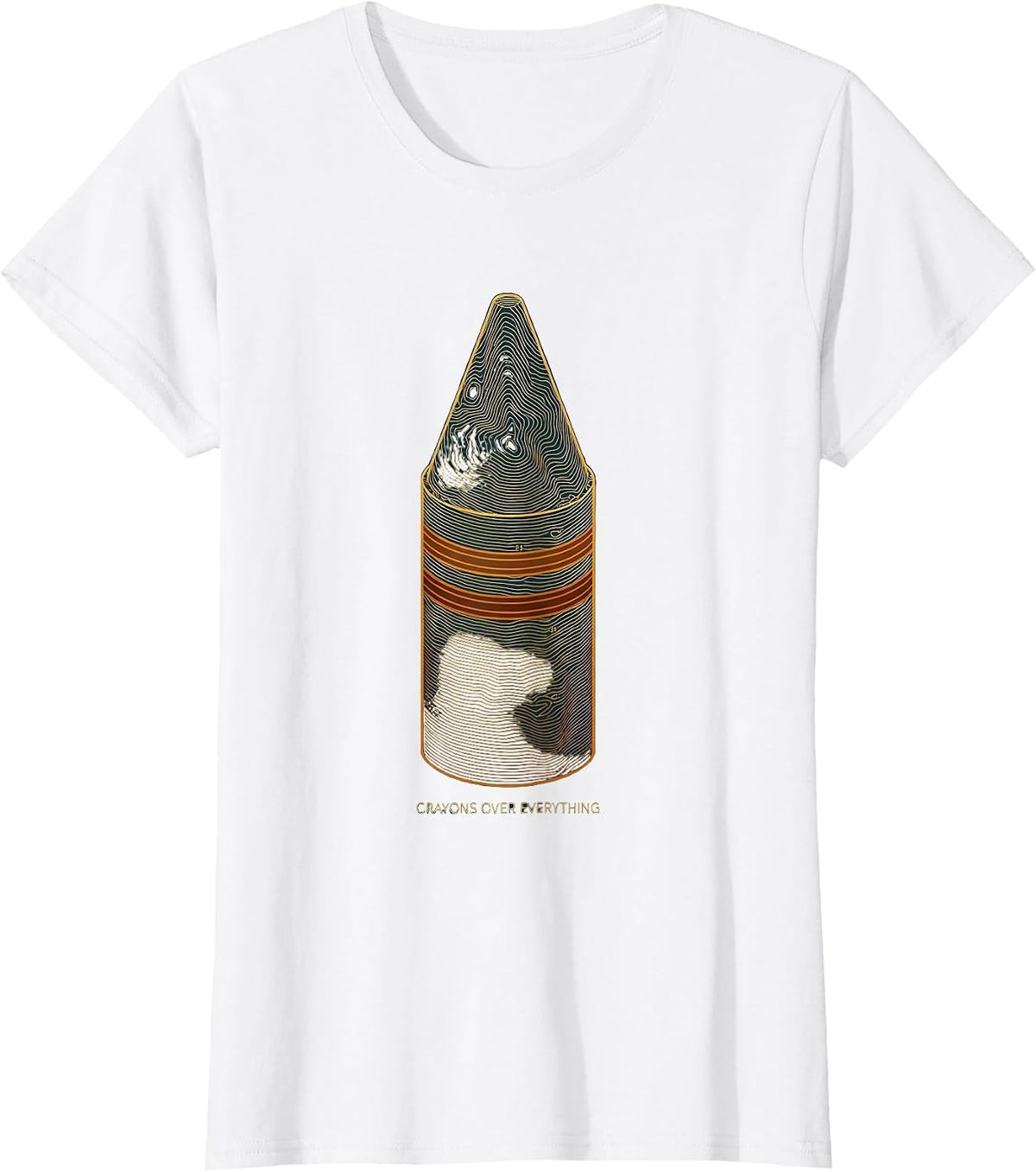Women's Crayons Over Everything Colorful Art Design T-Shirt - White