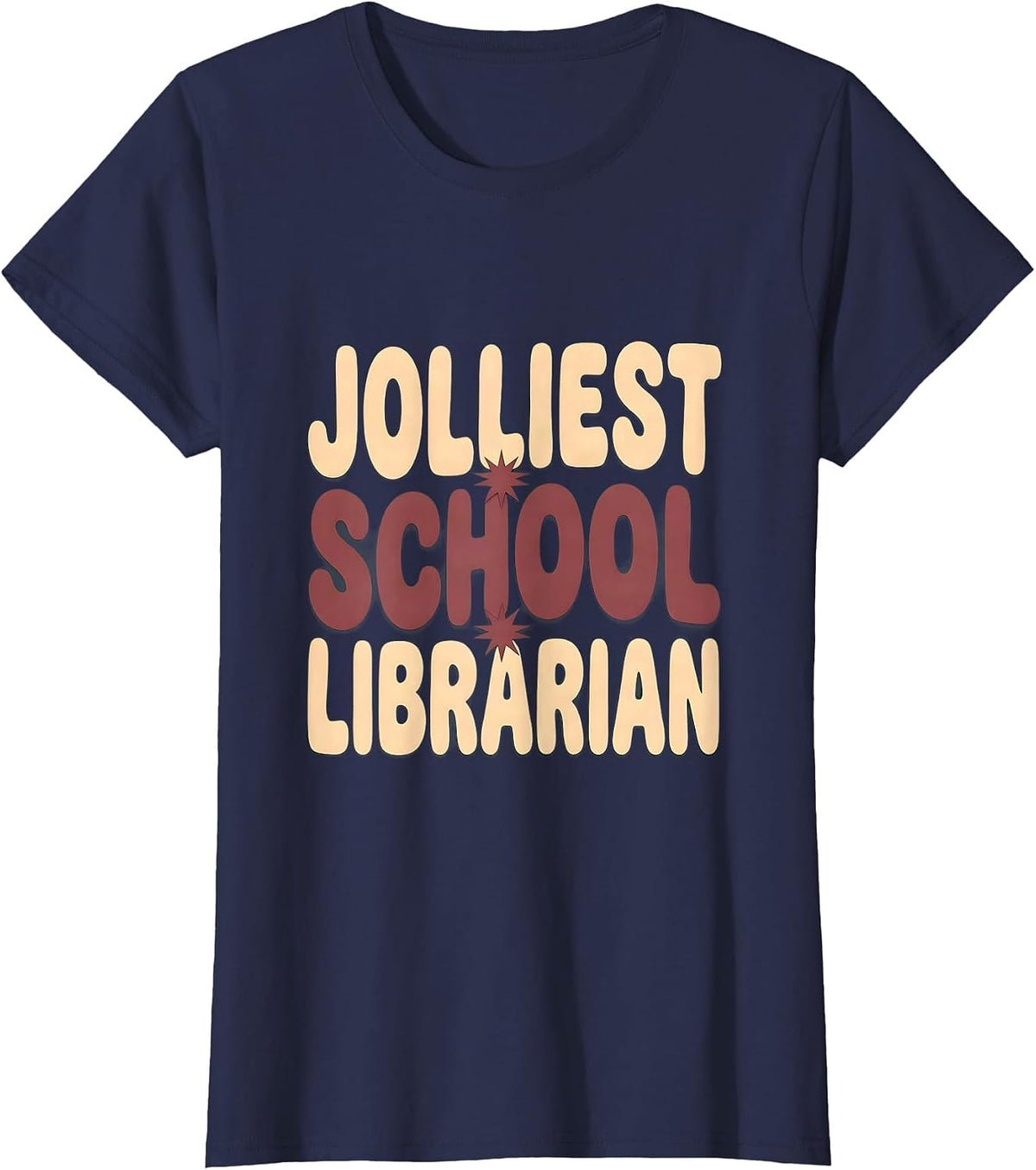 Women's Jolliest School Librarian Funny Teacher Christmas Humor T-Shirt - Navy Blue