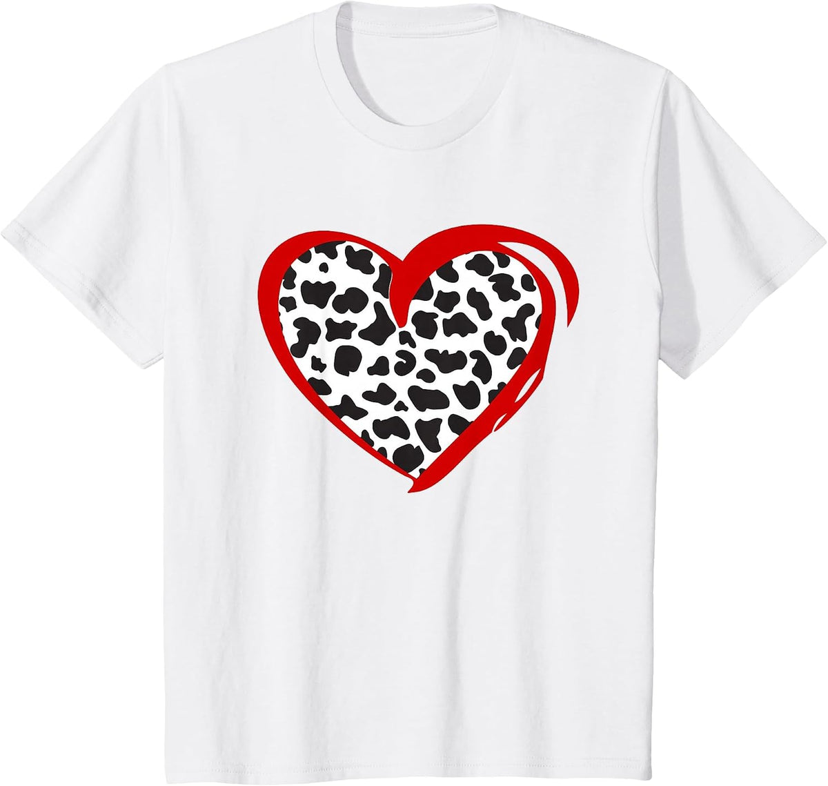 Heart Cow Print T-Shirt - White