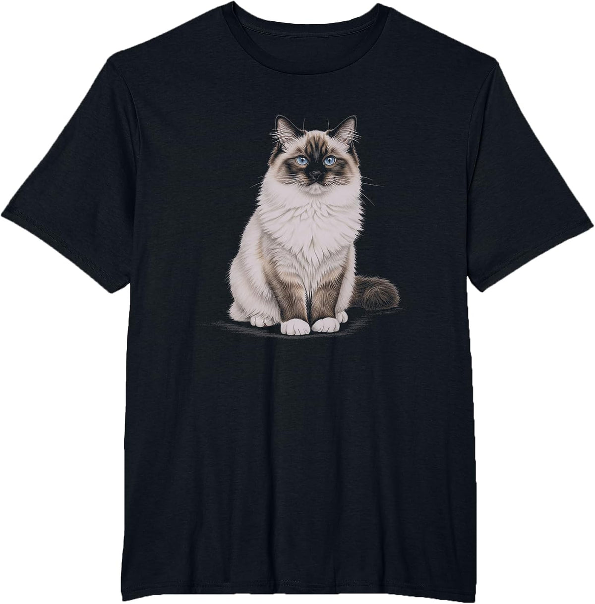 Ragdoll Cat Drawing Art Design T-Shirt - Black