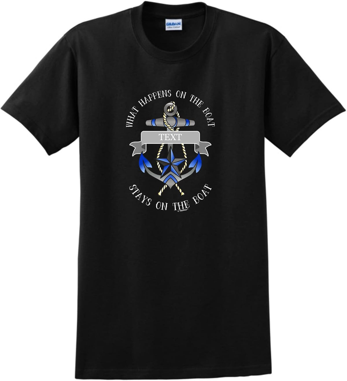 Personalized What Happens On The Boat Unisex Short Sleeve T-Shirt - Black