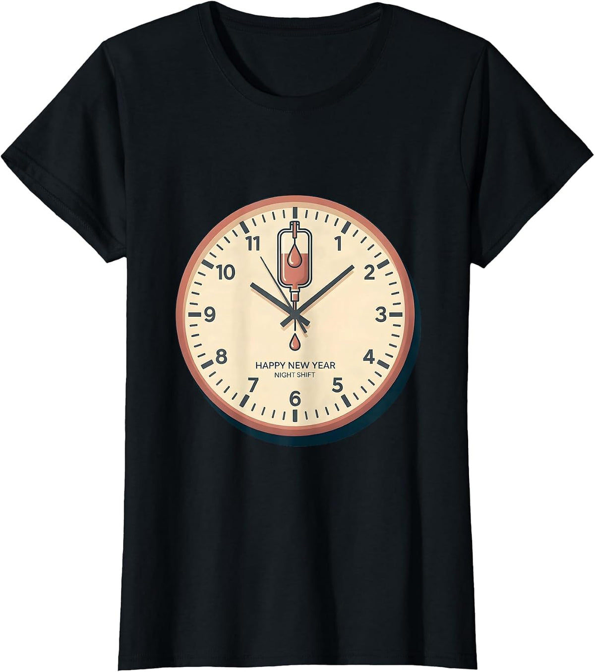 Women's Happy New Year, Night Shift Funny Nurse New Year Eve Party T-Shirt - Black