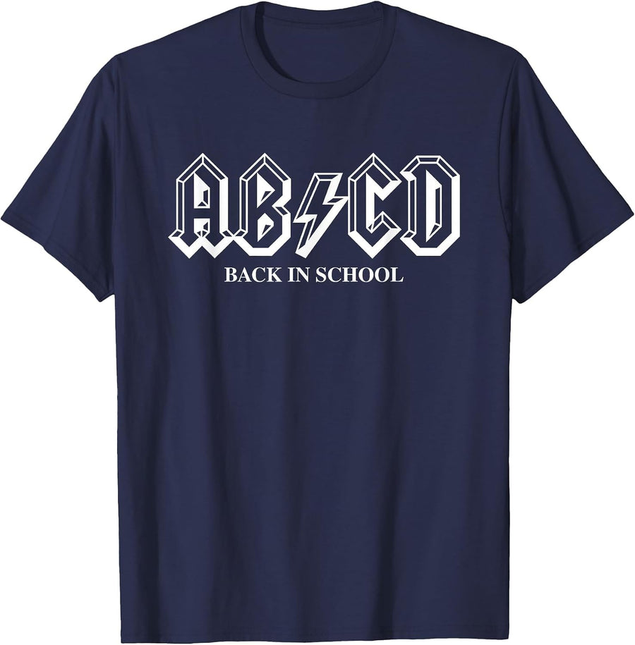 AB/CD - Back in School - for Students and Teachers T-Shirt - Navy Blue