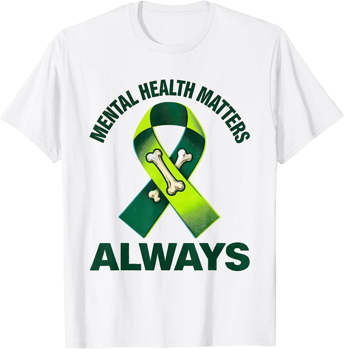 Men's Mental Health Matters Always Supportive Awareness Ribbon T-Shirt - White