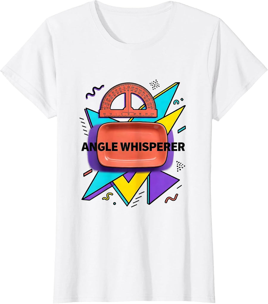 Women's Angle Whisperer Math Teacher Graphic Design T-Shirt - White