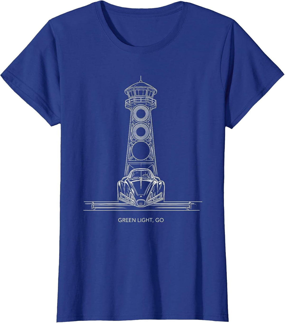 Women's Green Light Go Racing Fan Drag Strip Driver Competitive T-Shirt - Royal Blue