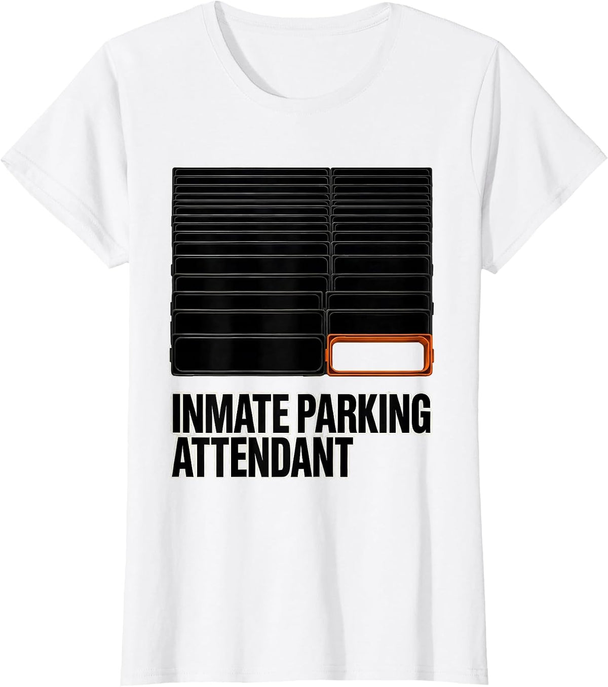 Inmate Parking Attendant Brutalist Graphic Correctional T-Shirt - White