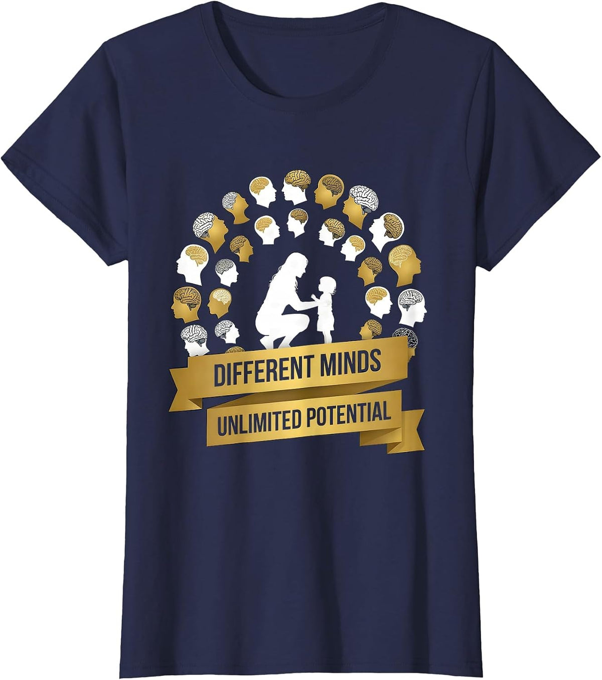 Women's Different Minds Unlimited Potential Sped Teacher T-Shirt - Navy Blue