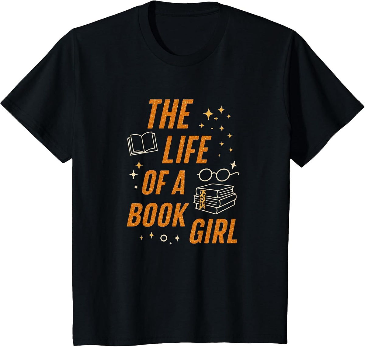 The Life of A Book Girl Reader Aesthetic Graphic T-Shirt - Black