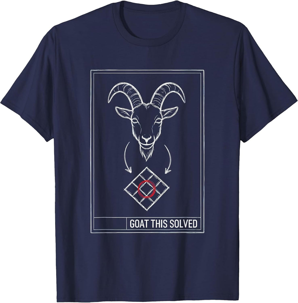Men's Goat This Solved Technical Blueprint Funny Goat Pun Meme Dad T-Shirt - Navy Blue
