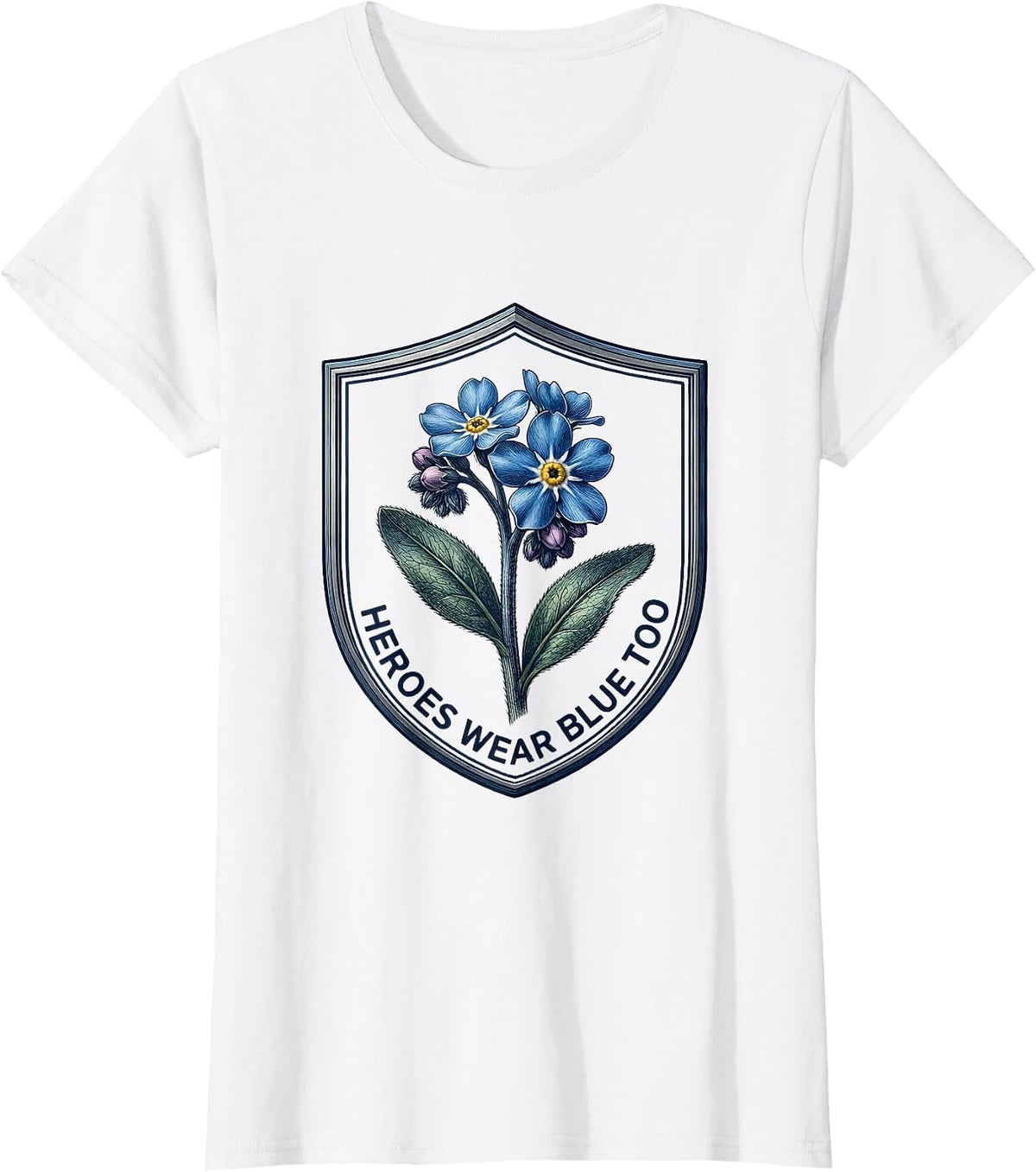 Heroes Wear Blue Too Law Enforcement Tribute T-Shirt - White