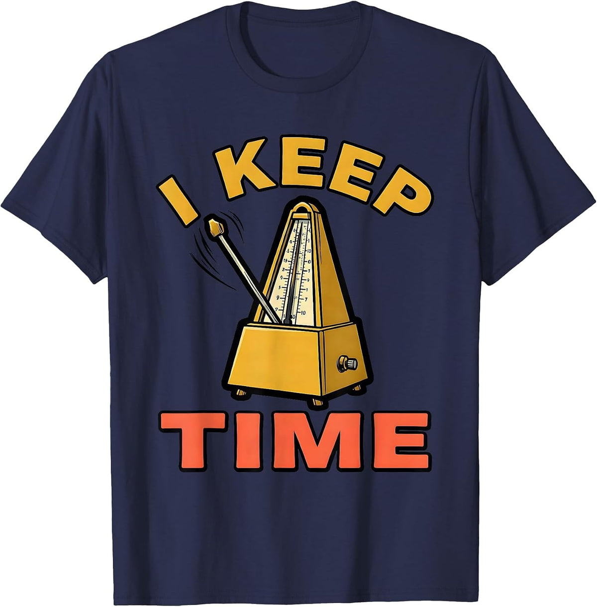 Men's I KEEP TIME Funny Music Lover Pianist Gift Idea T-Shirt - Navy Blue