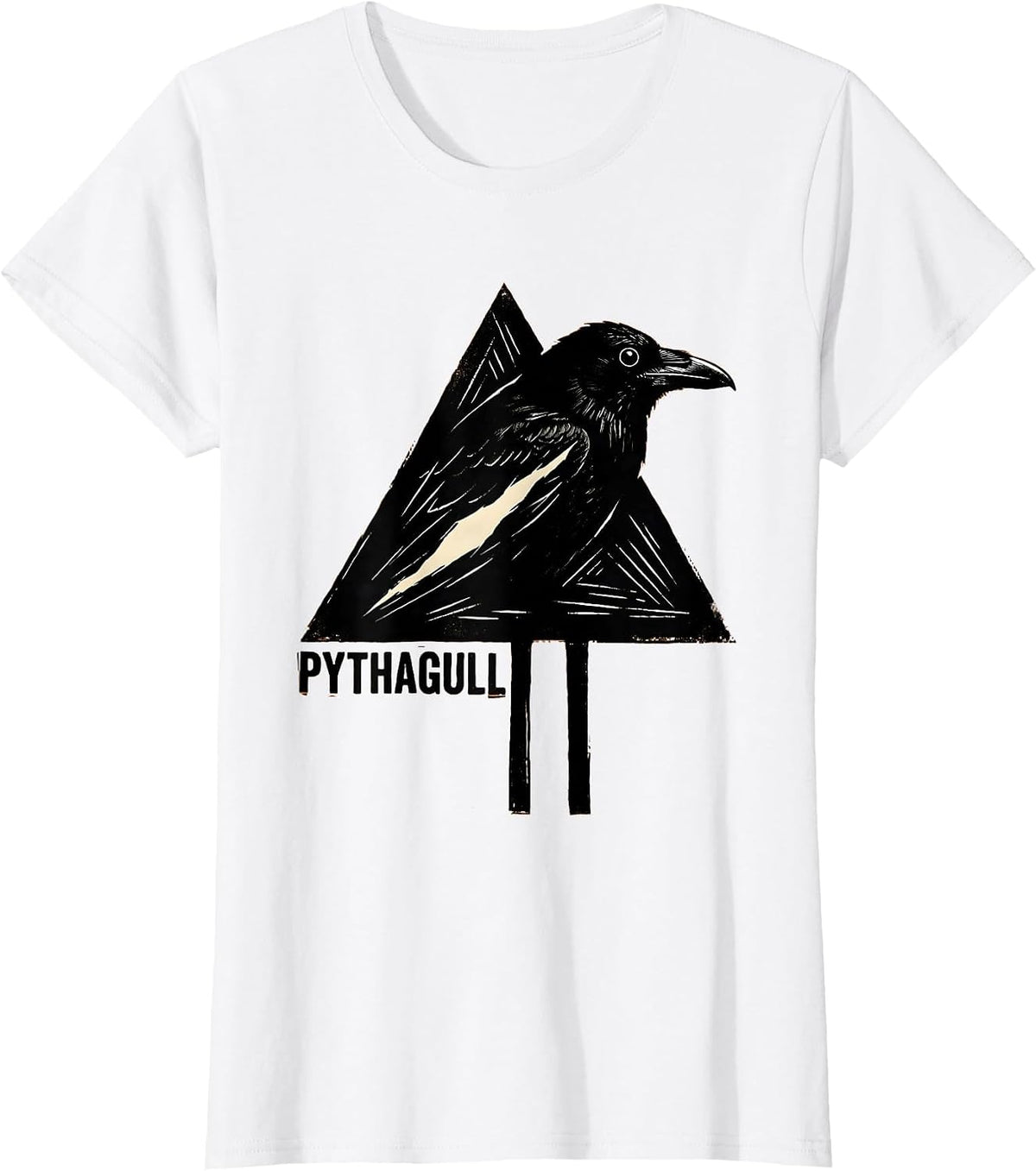 Pythagull Triangle Bird Pun Funny Math Teacher Humor T-Shirt - White