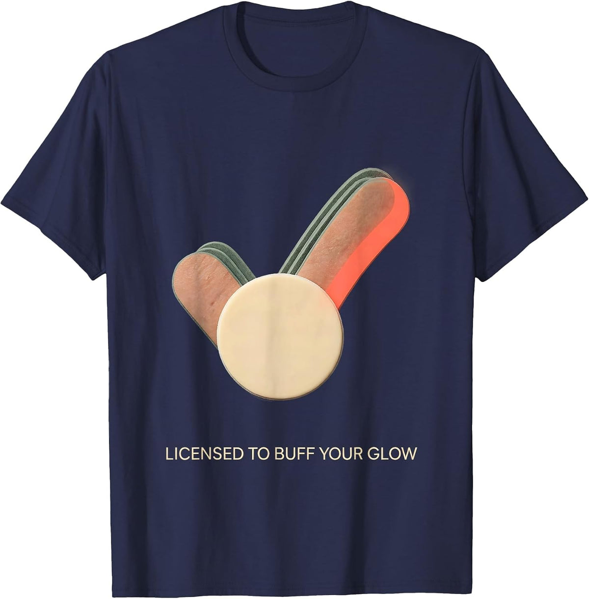 Licensed To Buff Your Glow Editorial Conceptual Esthetician T-Shirt - Navy Blue