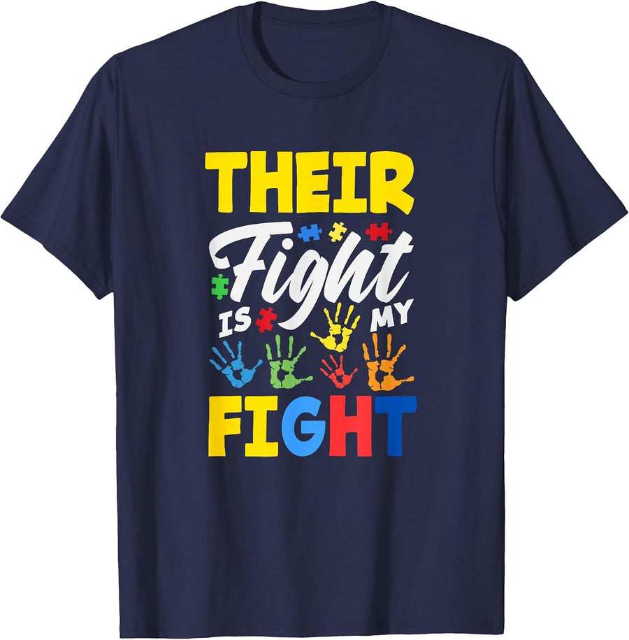 Their Fight is My Fight Autism Awareness T-Shirt - Navy Blue