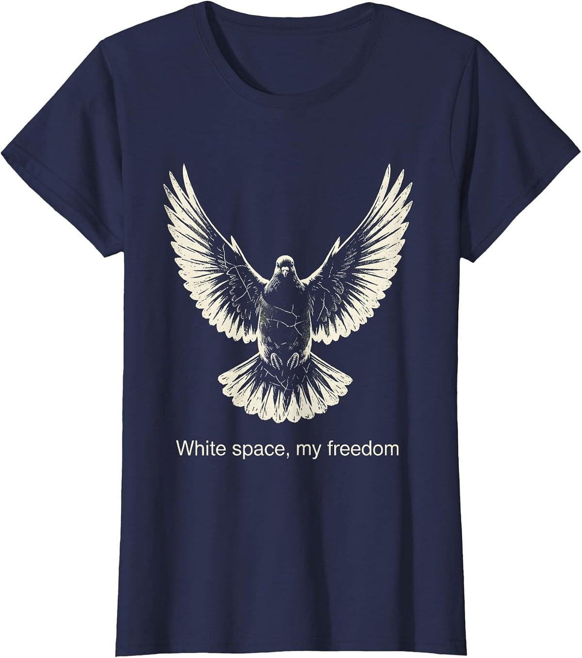 Women's White Space My Freedom Minimalist Design T-Shirt - Navy Blue