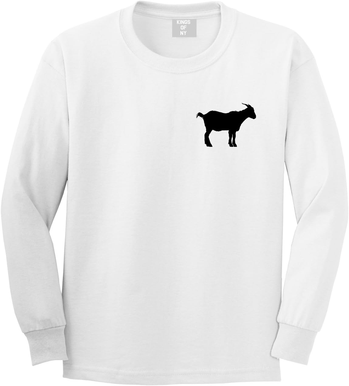 Goat Animal Chest Mens Long Sleeve T-Shirt - White