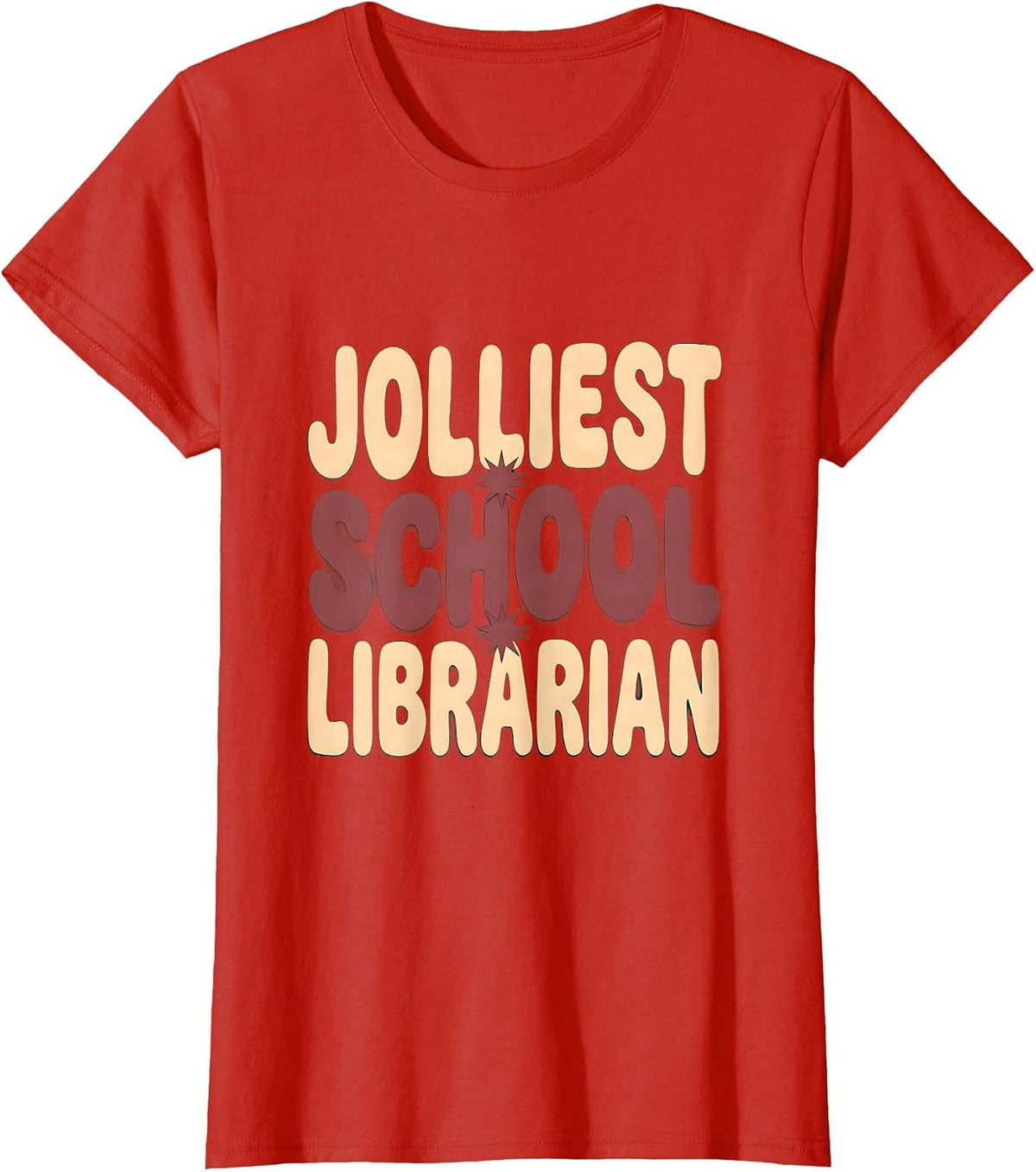 Women's Jolliest School Librarian Funny Teacher Christmas Humor T-Shirt - Red