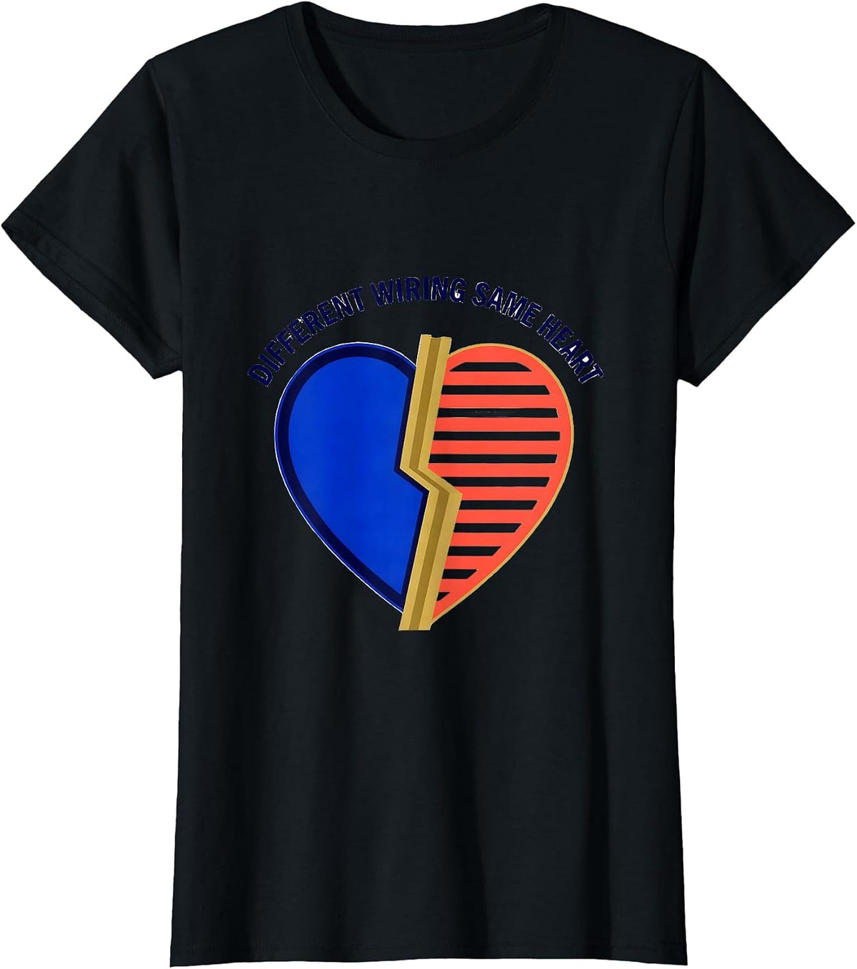 Different Wiring Same Heart Neurodiversity Design T-Shirt - Black