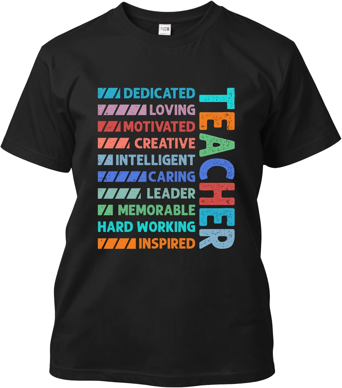 Teacher Positive Qualities Graphic Tee Unisex Teacher Appreciation Gift Top - Black
