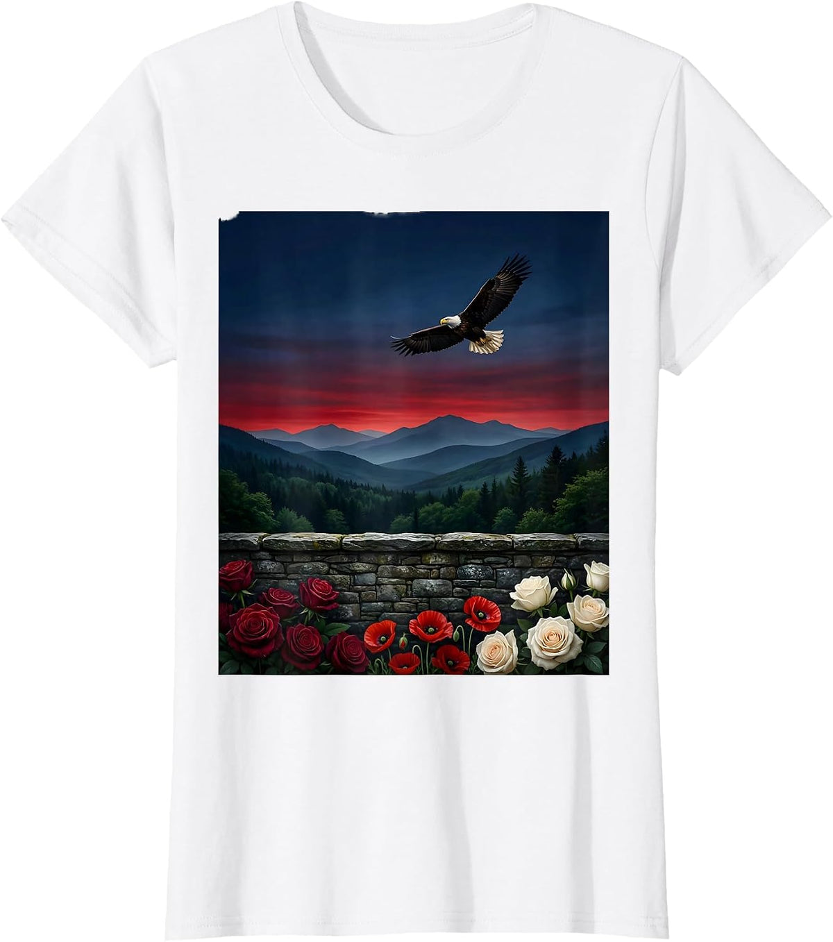 Patriot Day Memorial Wall Floral Tribute Graphic T-Shirt - White