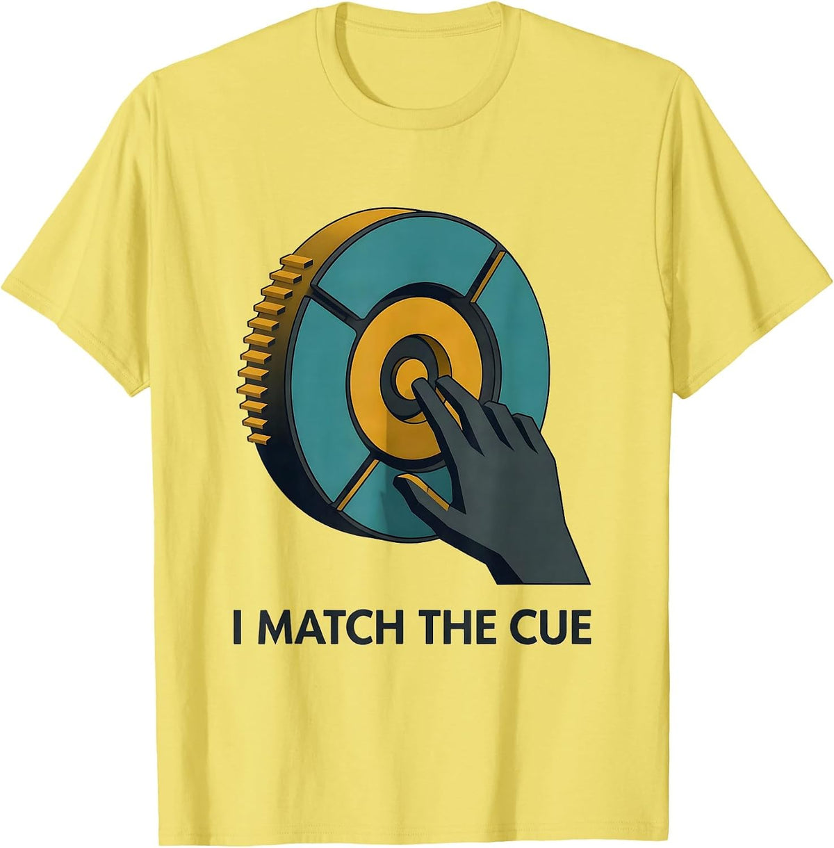 Men's I Match The Cue Midcentury Modern Special Education Teacher T-Shirt - Lemon Yellow