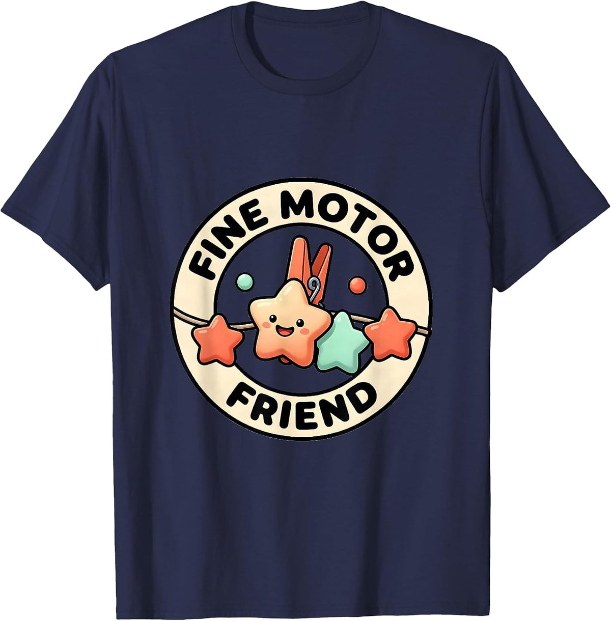 Fine Motor Friend Cute Kawaii Occupational Therapy Sensory T-Shirt - Navy Blue