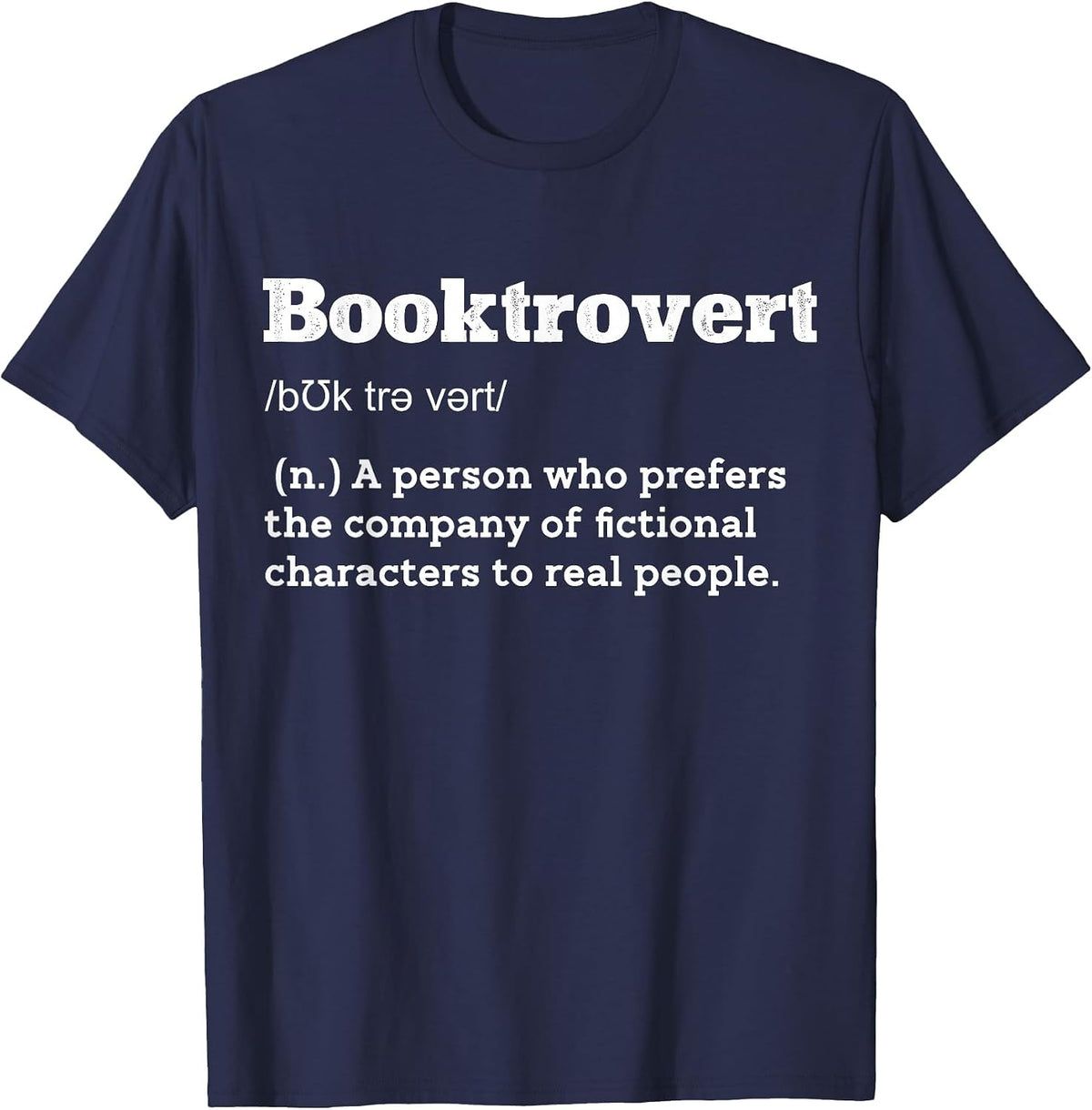 Booktrovert Definition Funny Book Lover Meaning Reader T-Shirt - Navy Blue