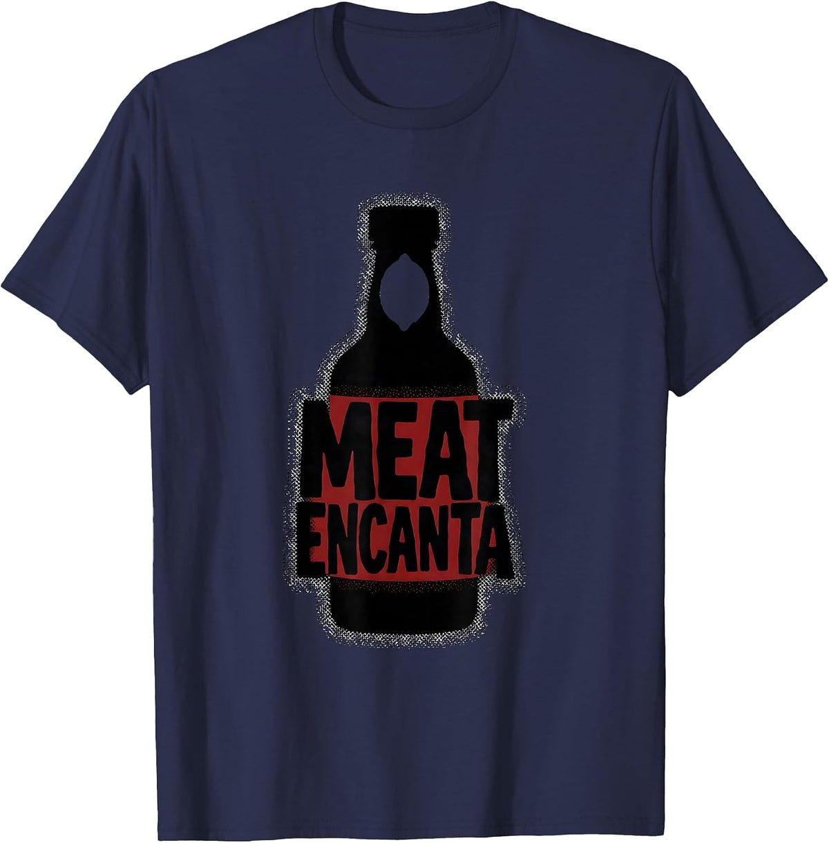 Men's Meat Encanta Blackwork Dotwork Cinco De Mayo Spanish Pun T-Shirt - Navy Blue