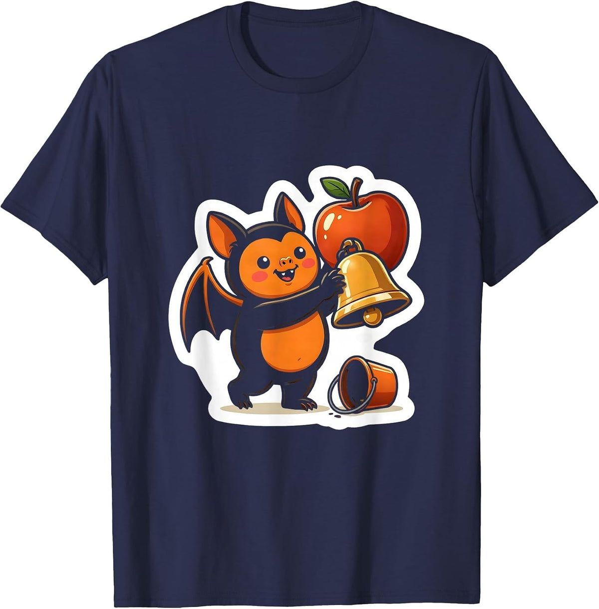 Men's Bat Teacher Cute Halloween Costume Humor T-Shirt - Navy Blue