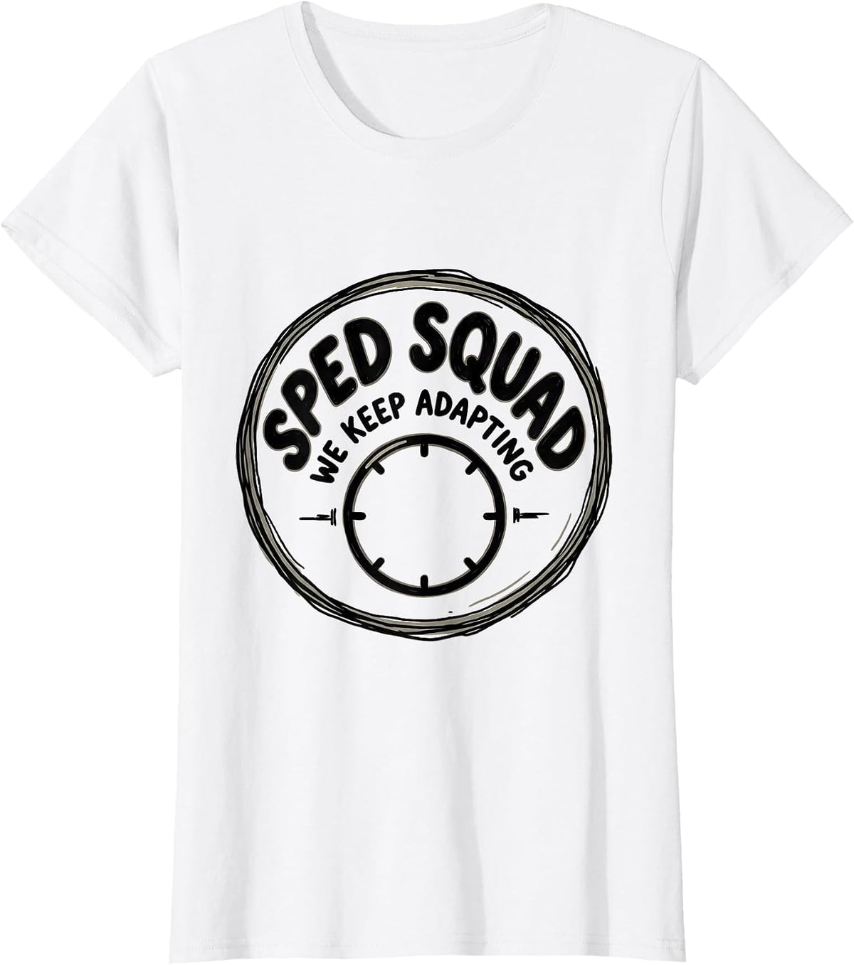 Women's SPED Squad We Keep Adapting Hand-Sketched Teacher T-Shirt - White